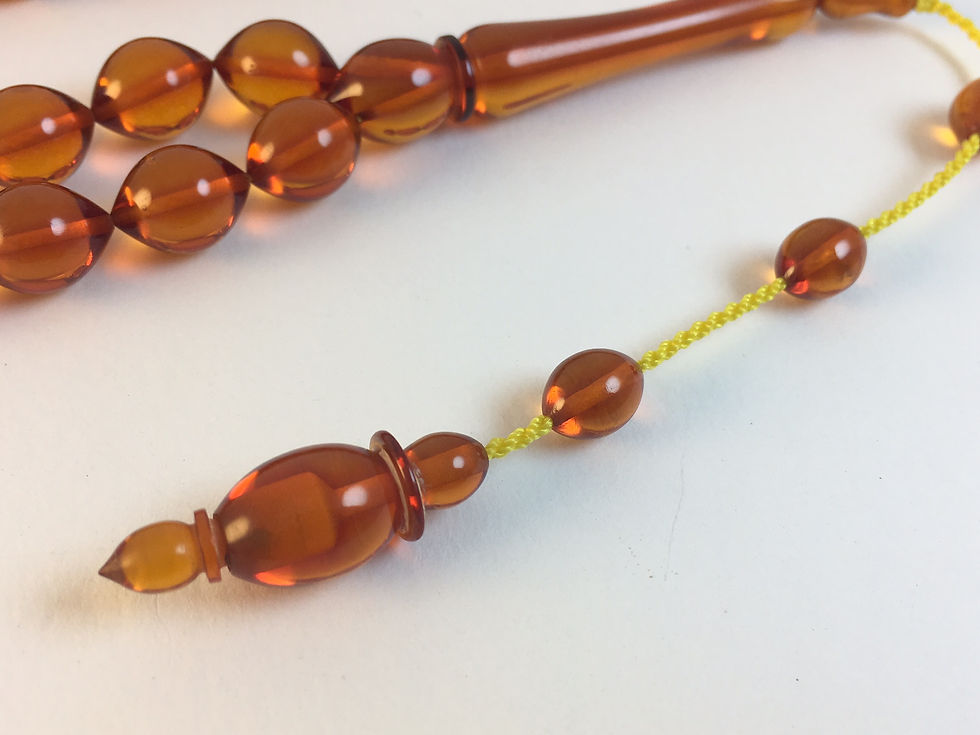 Thumbnail: Crystal Clear Fire Amber Bakelite Prayer Bead