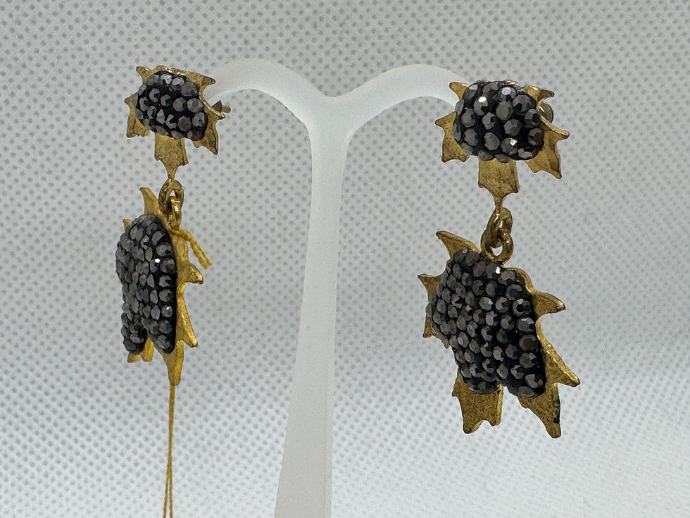 Thumbnail: Marcasite stone maple leaf earrings 