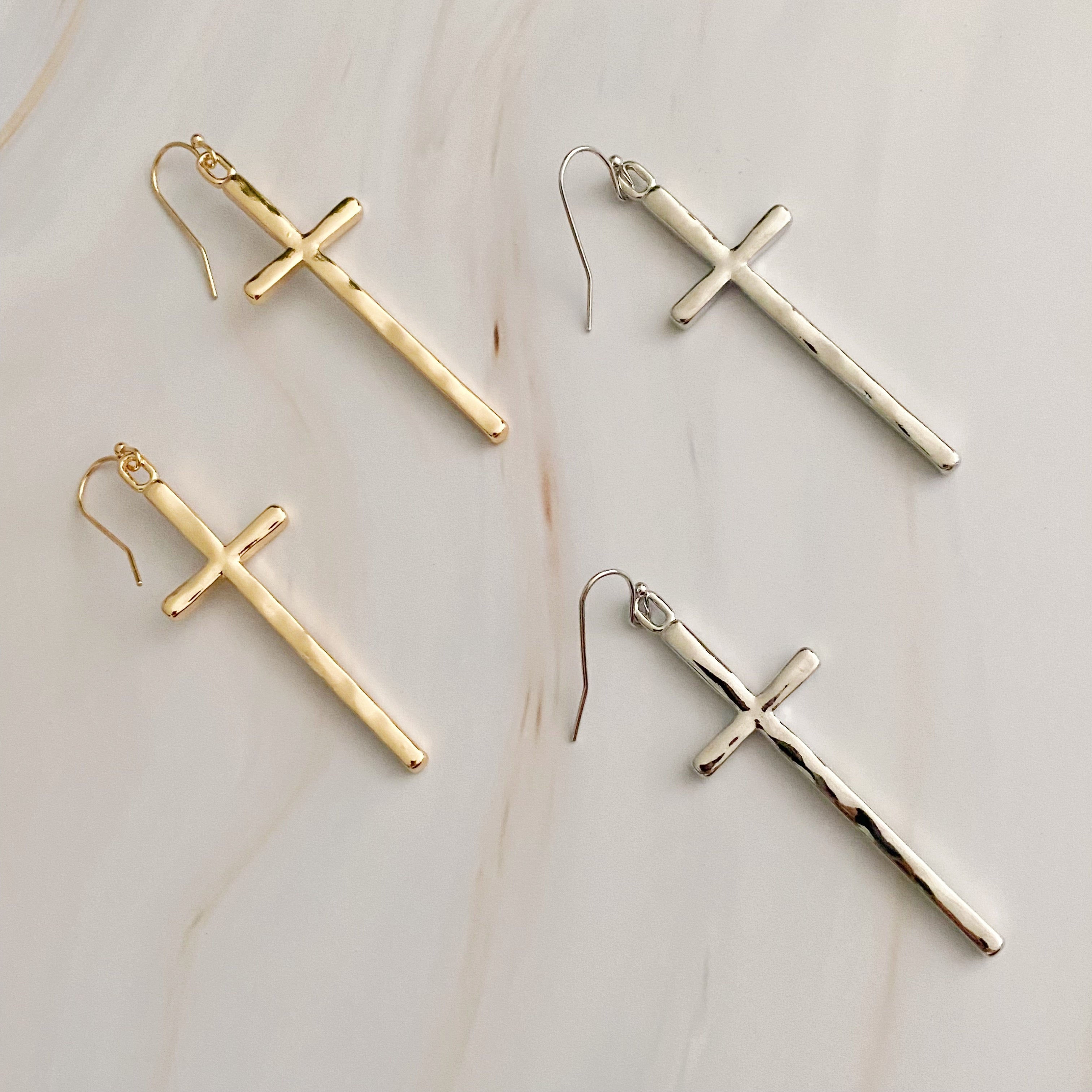 Slim and Stylish Cross Earrings