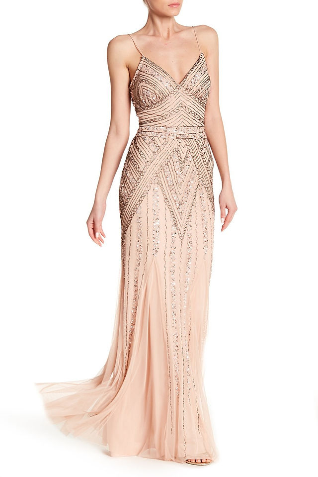 Embellished V-Neck Gown
