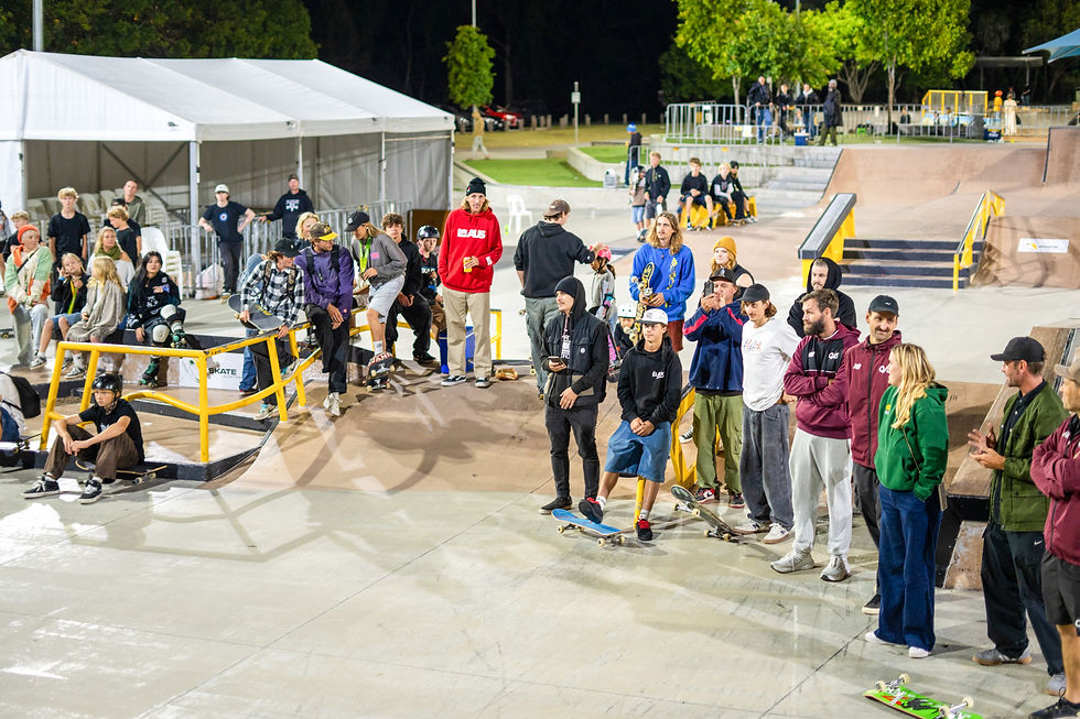 The crowd gathers for results at the Street competition held at Pizzey Park, Gold Coast.