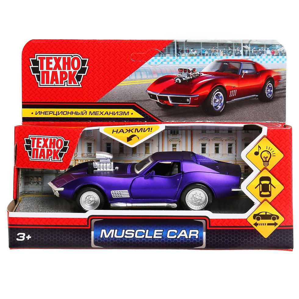 Muscle car 12см, металл, откр. двери, инерц., свет+звук