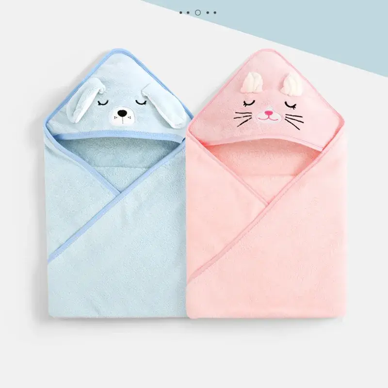 Thumbnail: Cartoon Animal Baby Bath Towels Soft Newborn Hooded Towel Blanket Toddler Bathro