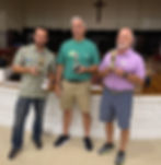 And our winners from L. to R. are Will Rice, Third Place. George Koufaliotis, Second Place. And our First Place winner is Gene Hilton. Gene and George are neighbors and they all live in Pineville. Congratulations for the best honey around.