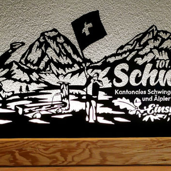 LED Wandbild Berge Schwinger Einsiedeln Schwyzer Kantonales Schwingfest Tradition Meyer Krea-Tech 