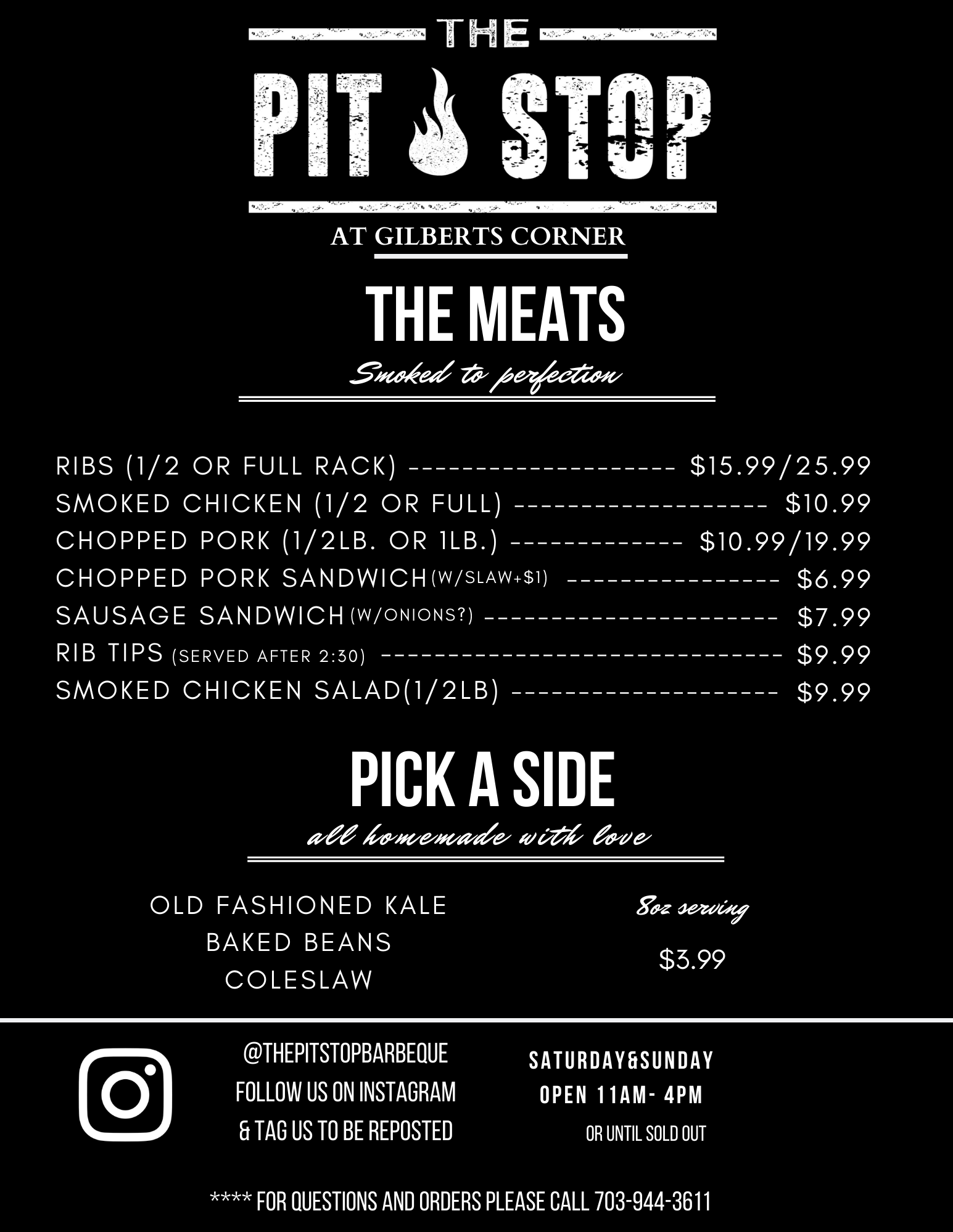 ALDIE MENU The Pit Stop