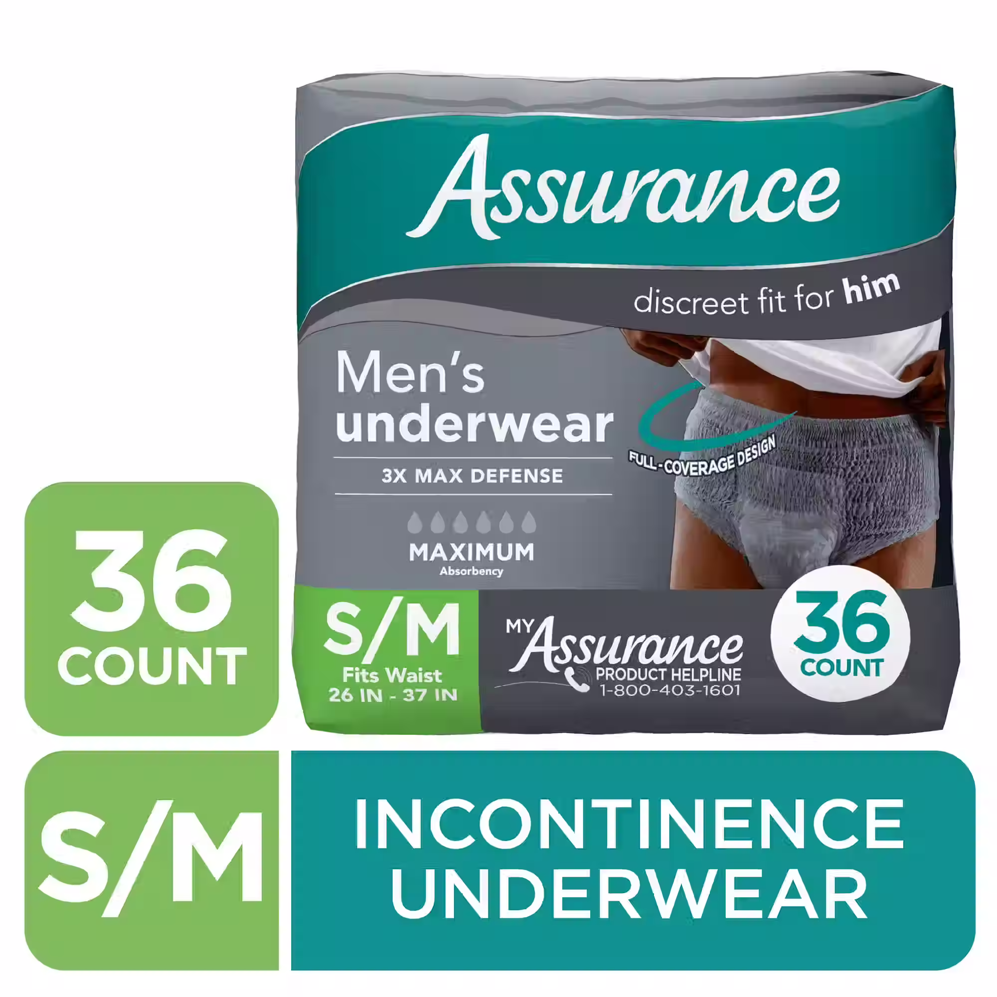 MEN’S UNDERWEAR MAX, S/M (36 CT)