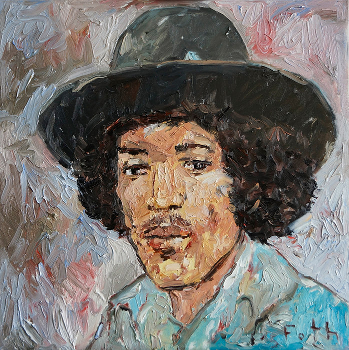 Portätmalerei, Ölbild, Jimi Hendrix, Porträt, Musiker, Detlev Foth, Maler, Düsseldorf