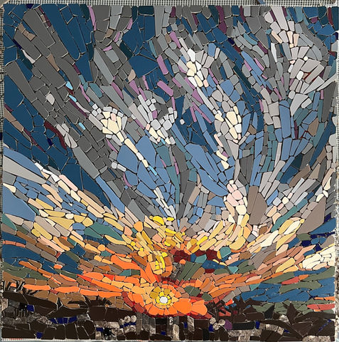 Mosaik Sonnenuntergang Keramik Naturstein Glas
