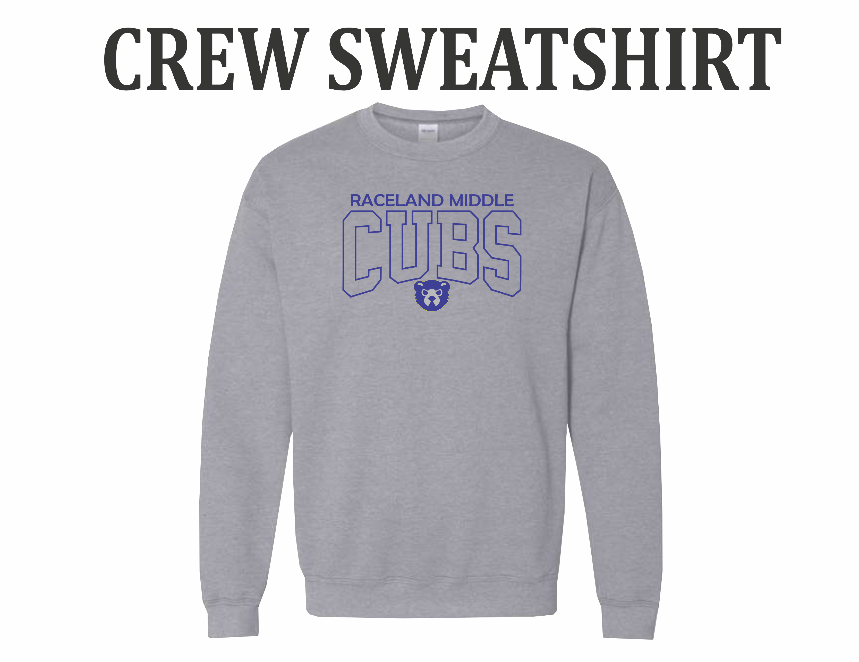 Raceland Middle Cubs -Grey Crew Sweatshirt