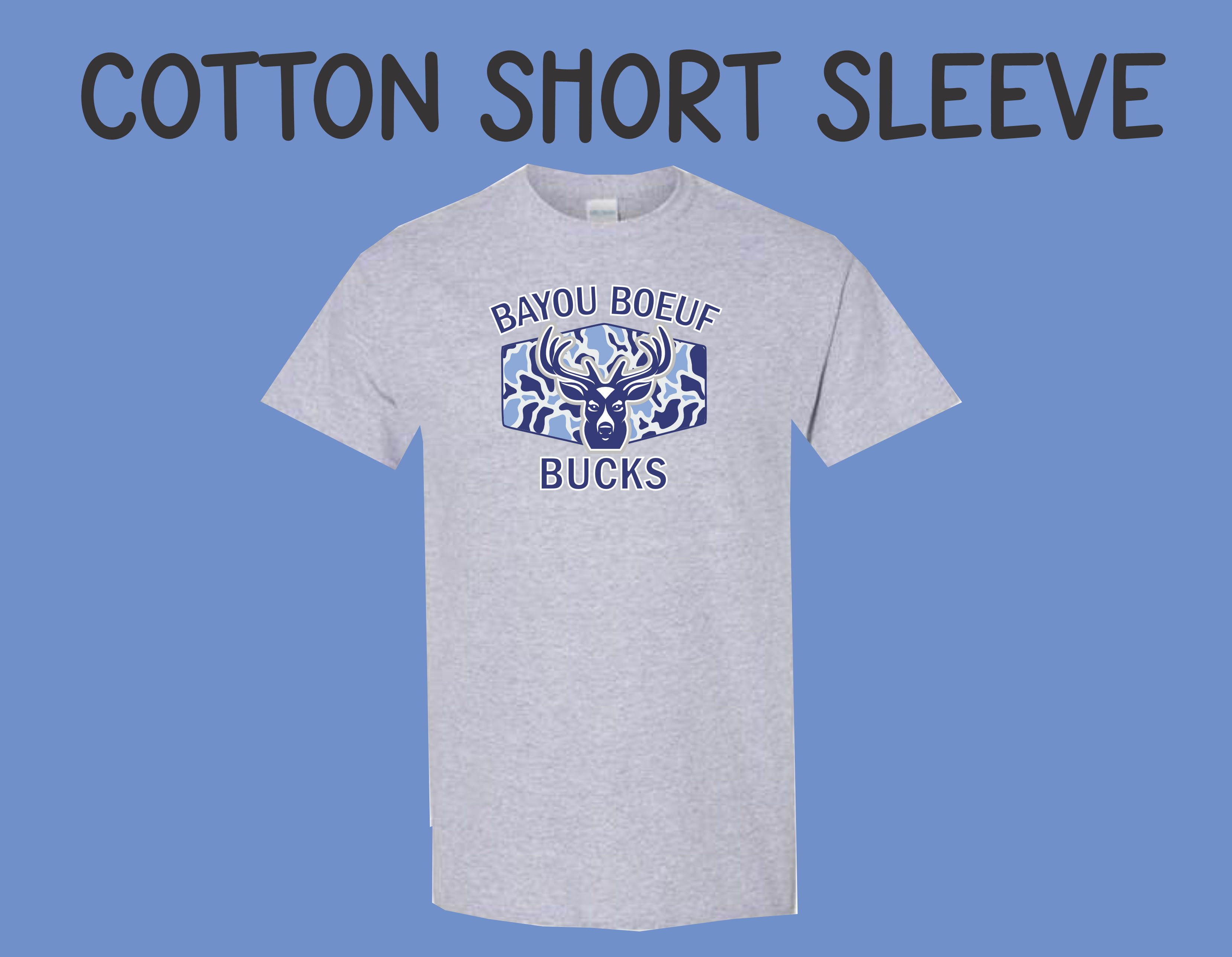 BBE Bucks Camo - Grey Cotton Short Sleeve
