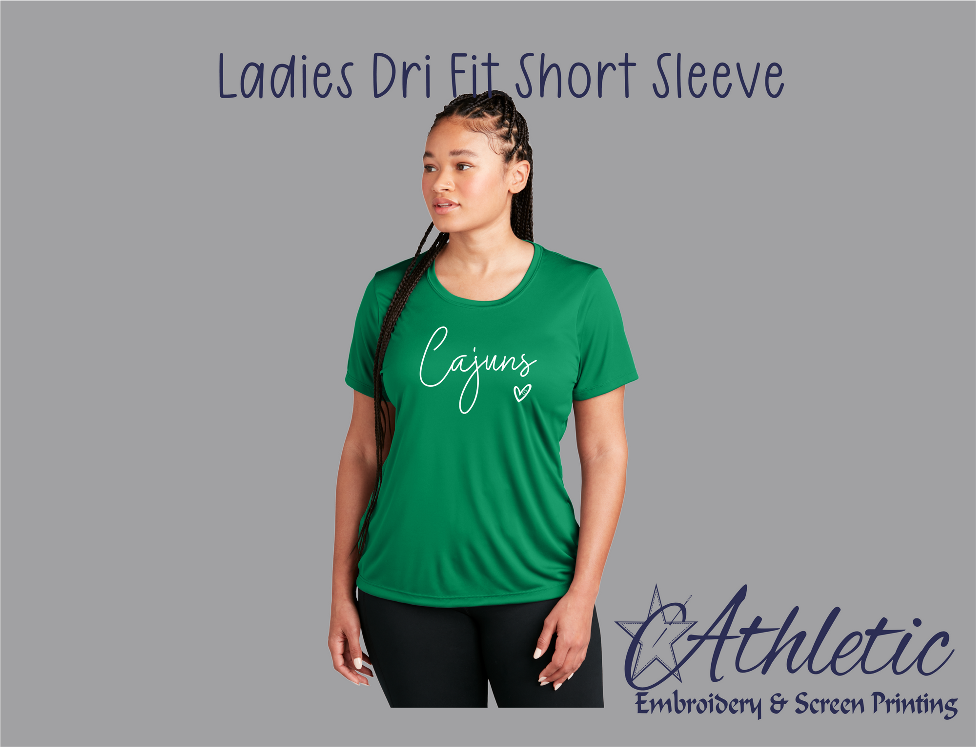 Cajuns Love Ladies Dri Fit Short Sleeve GREEN