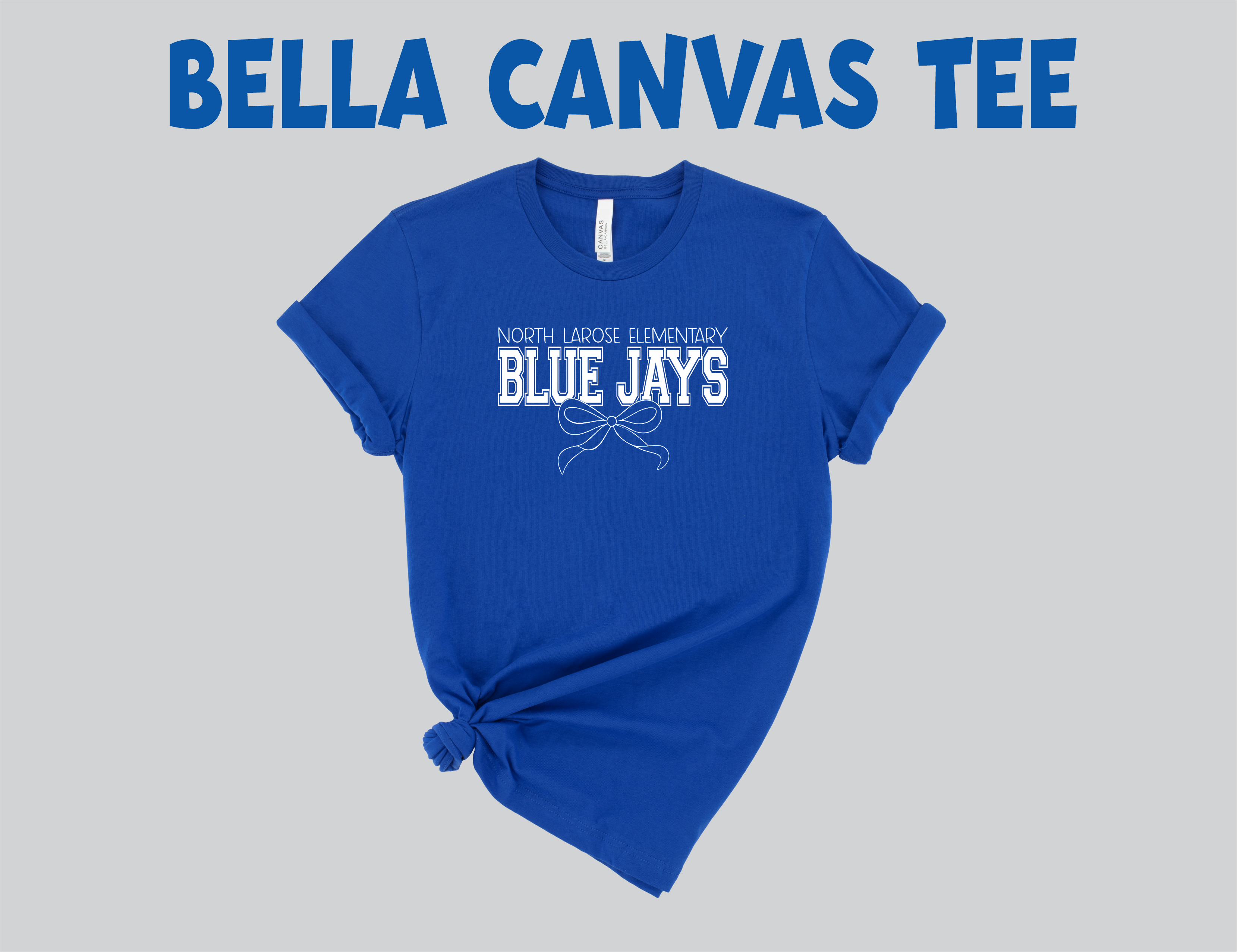 NLES Blue Jays Bow - Royal Bella Canvas Tee