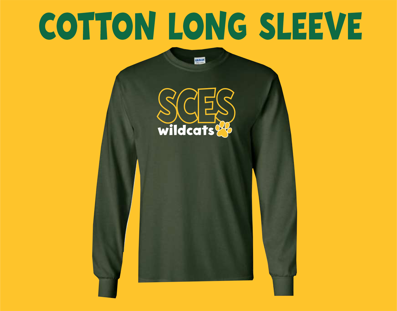 SCES Wildcats - Forest Green Cotton Long Sleeve