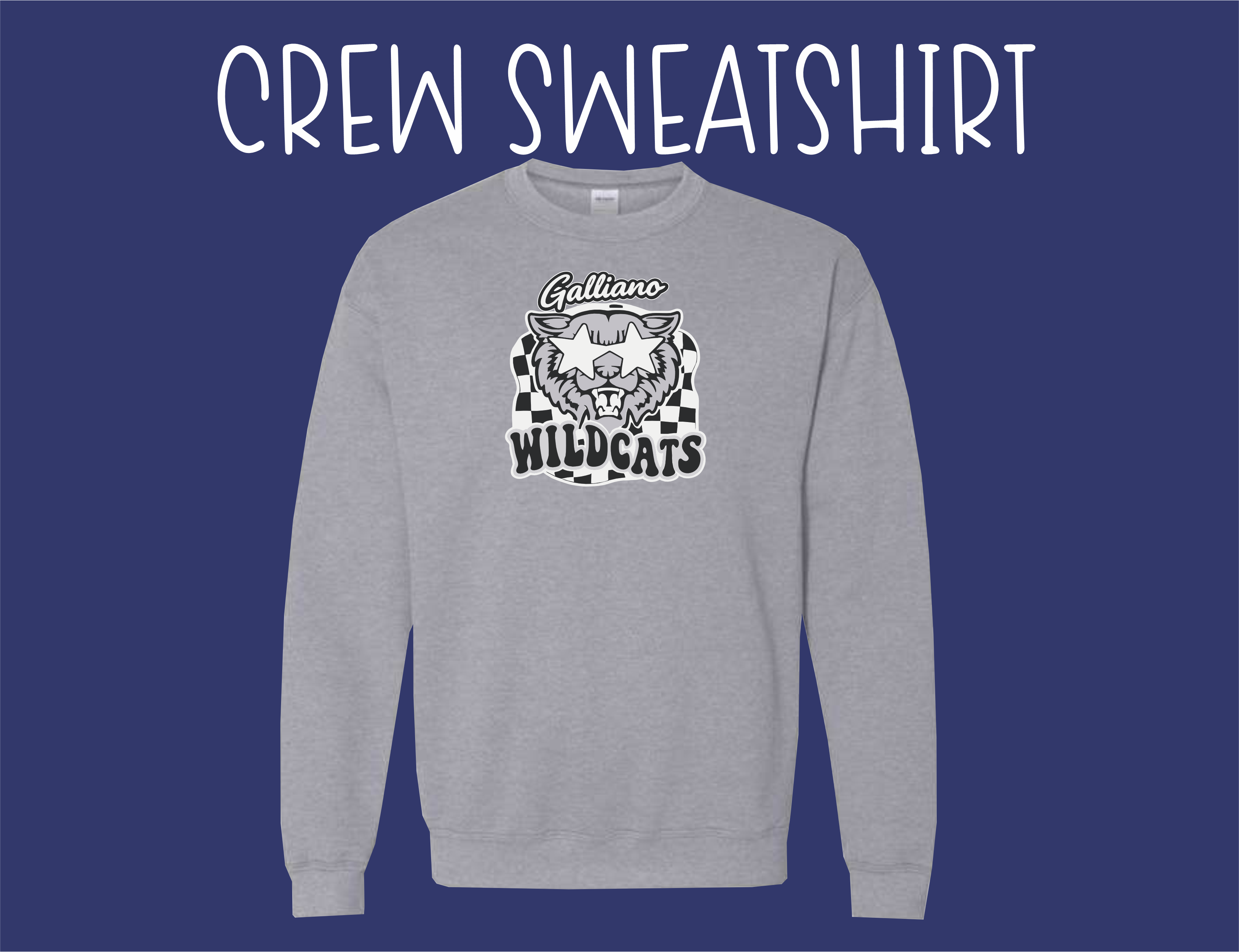 GES Wildcats - Grey Crew Sweatshirt
