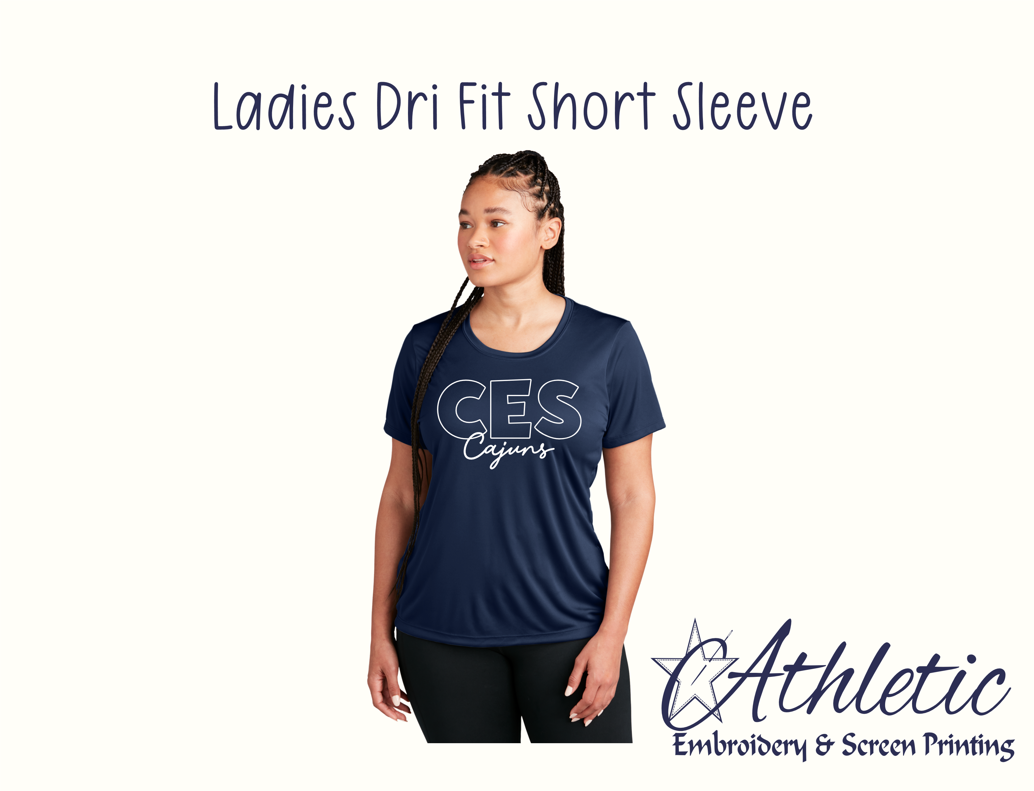 CES Cajuns Ladies Dri Fit Short Sleeve NAVY