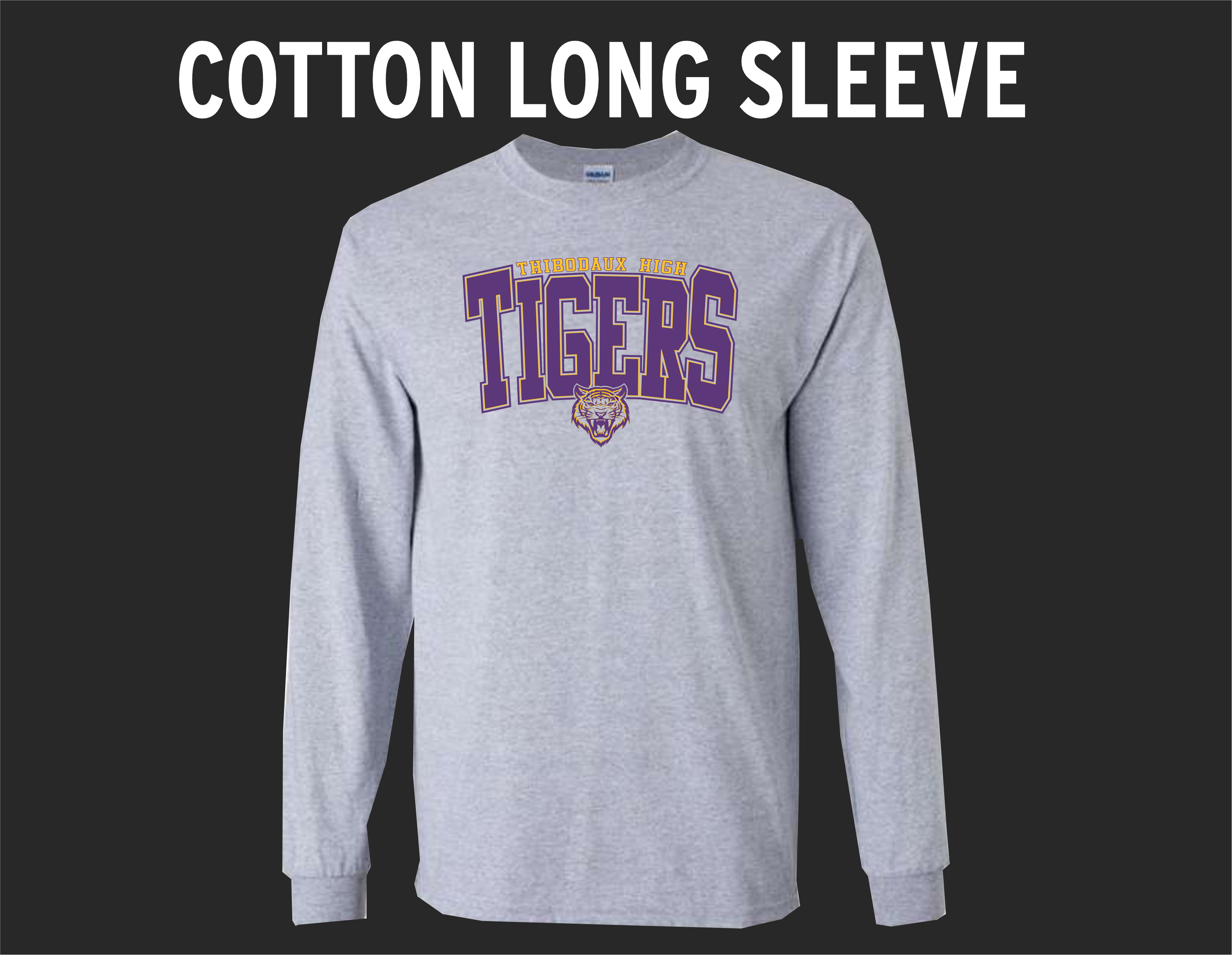 Thibodaux High Tigers - Grey Cotton Long Sleeve