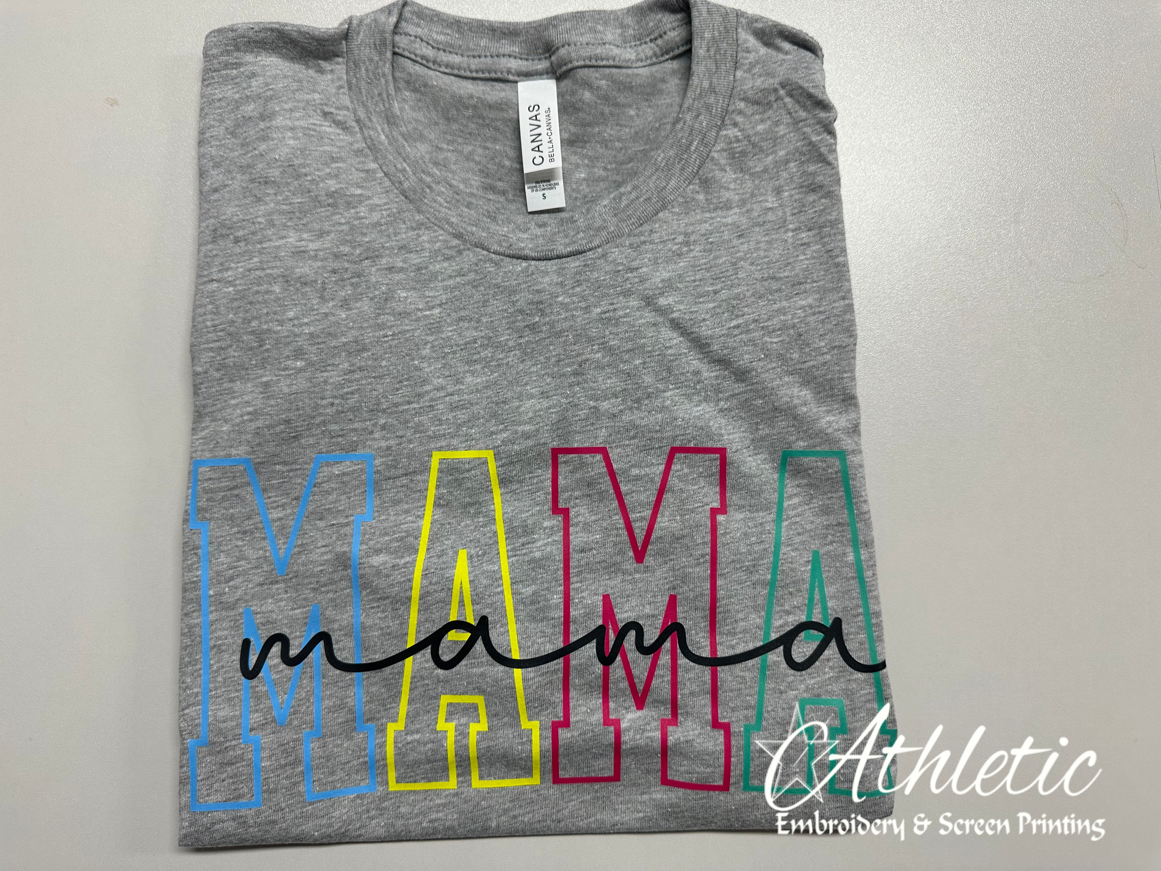 Colorblock MAMA -Sport Grey Bella Canvas Tee