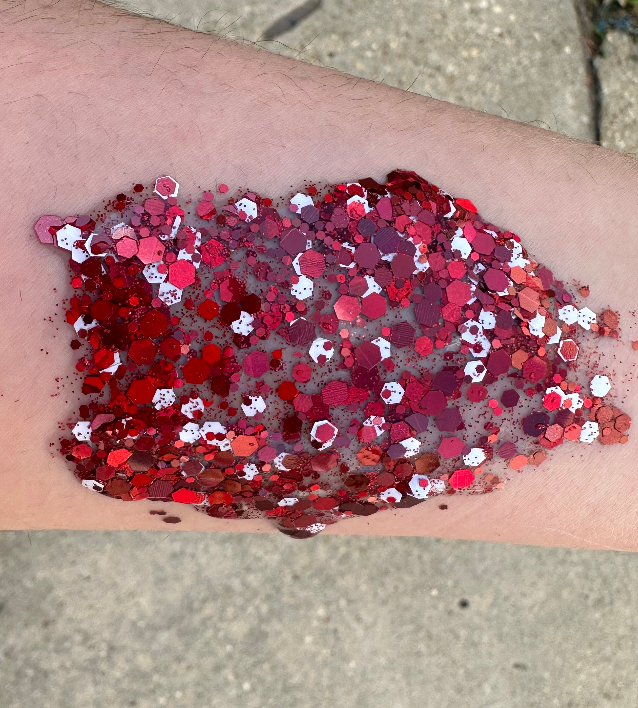 Red and White Glitter Gel