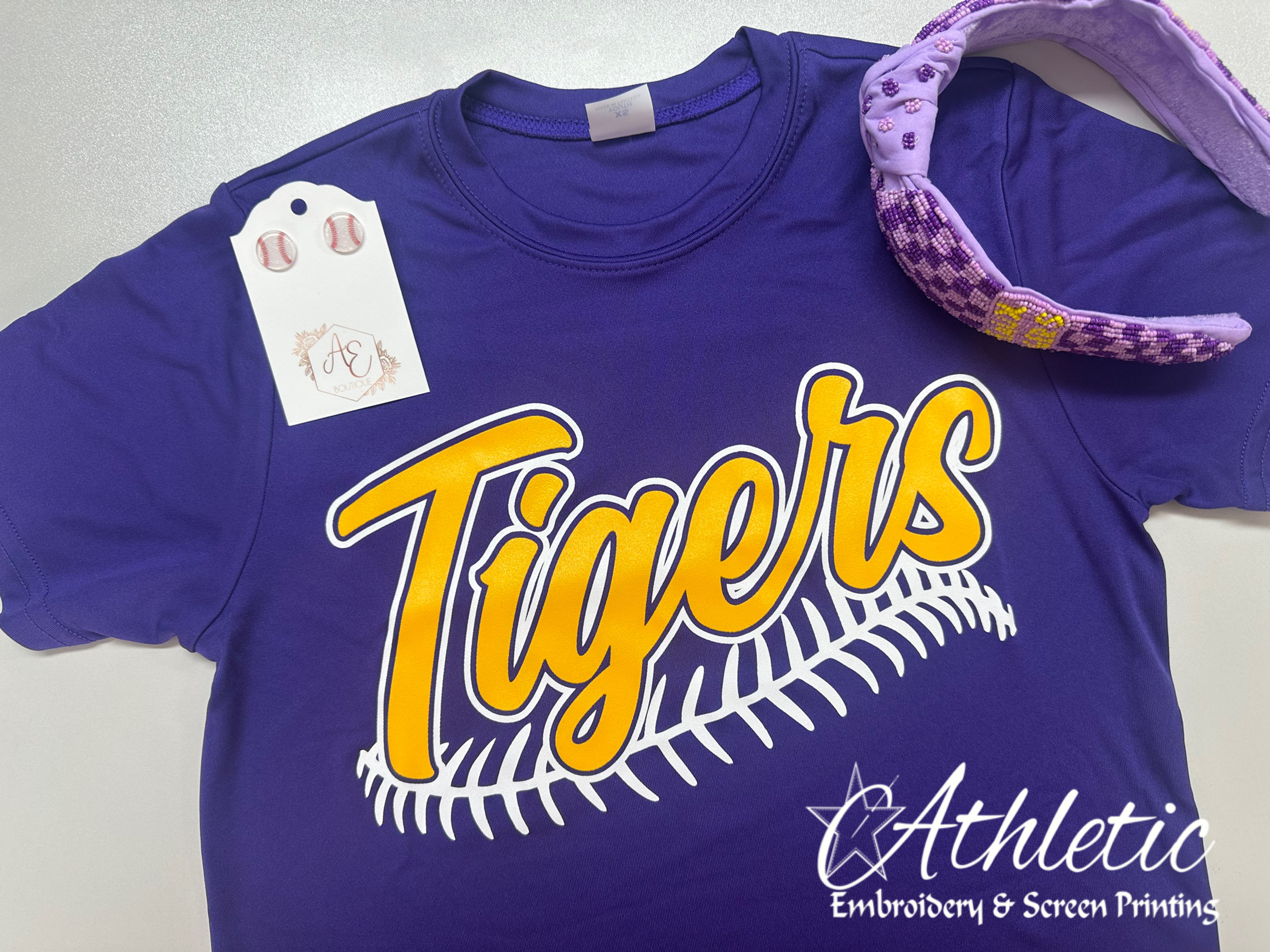 Tigers Baseball - Purple Dri Fit Youth Tee