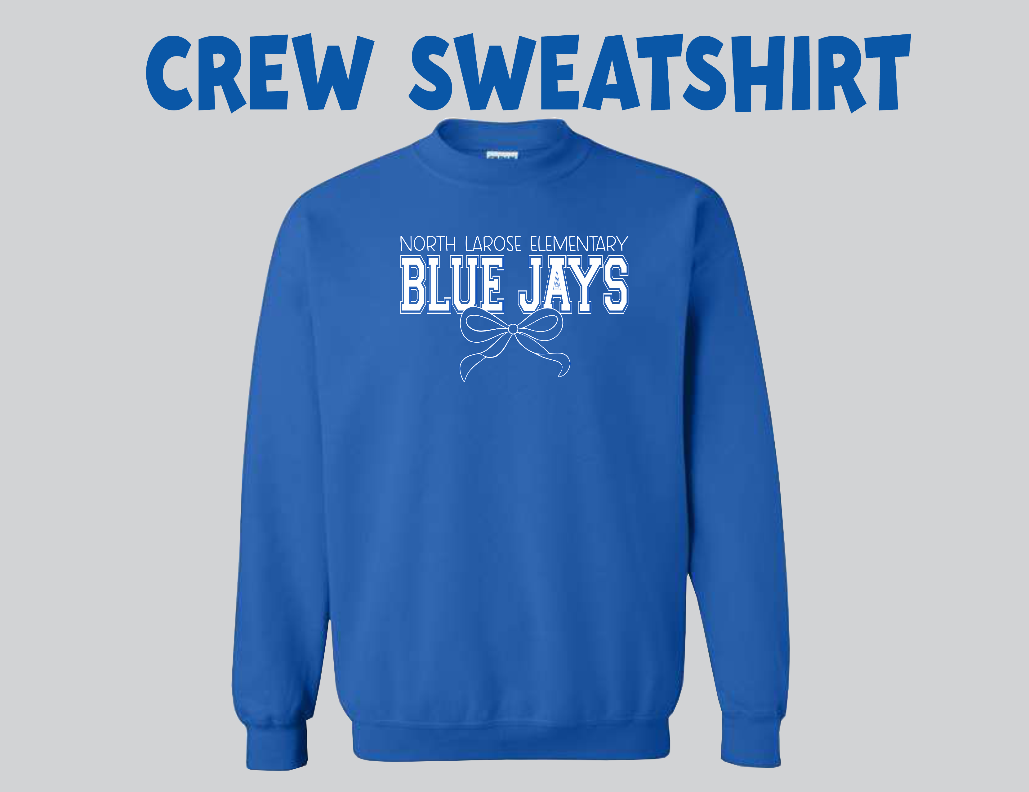 NLES Blue Jays Bow - Royal Crew Sweatshirt