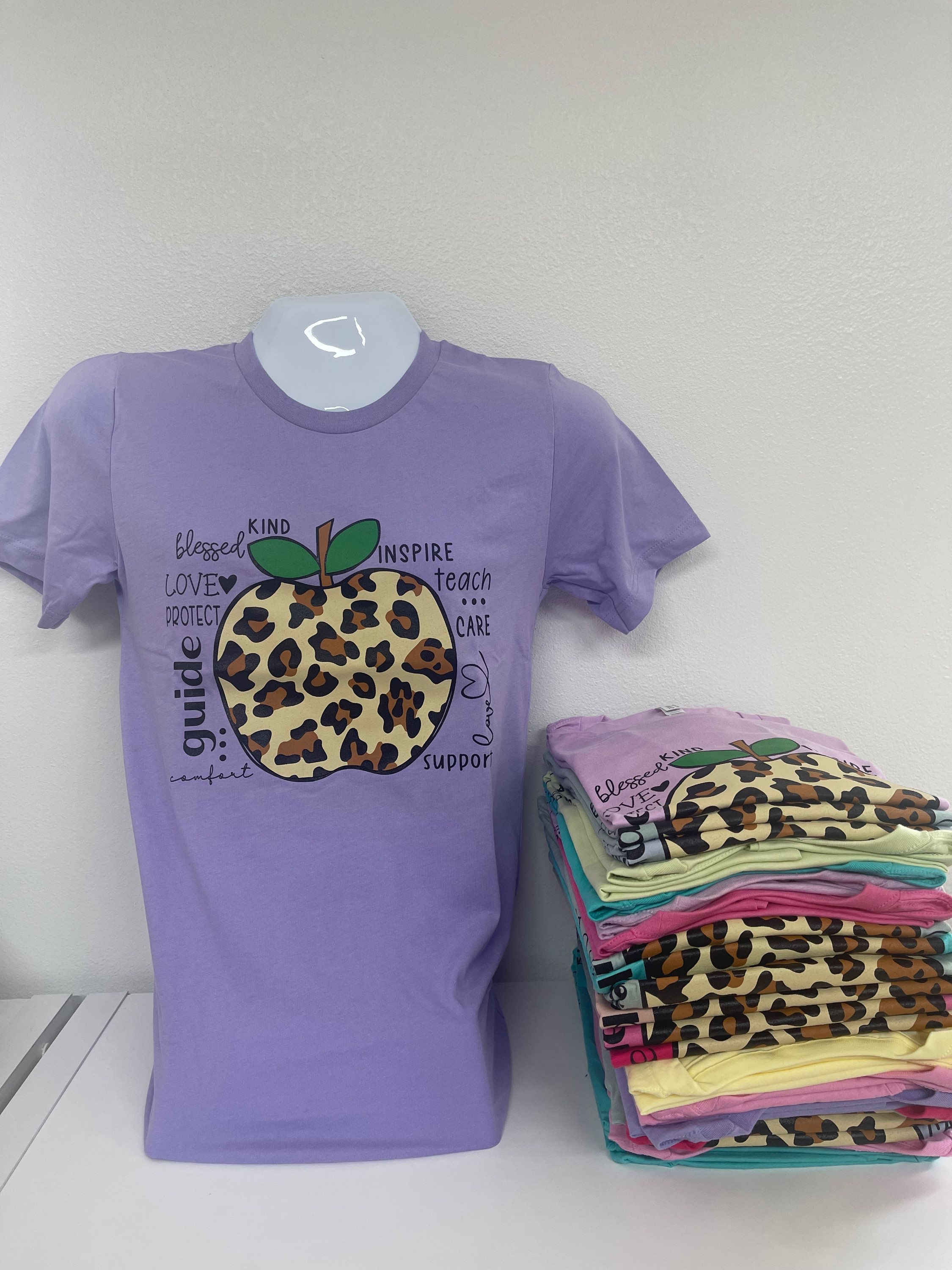Leopard Apple Teacher Tee
