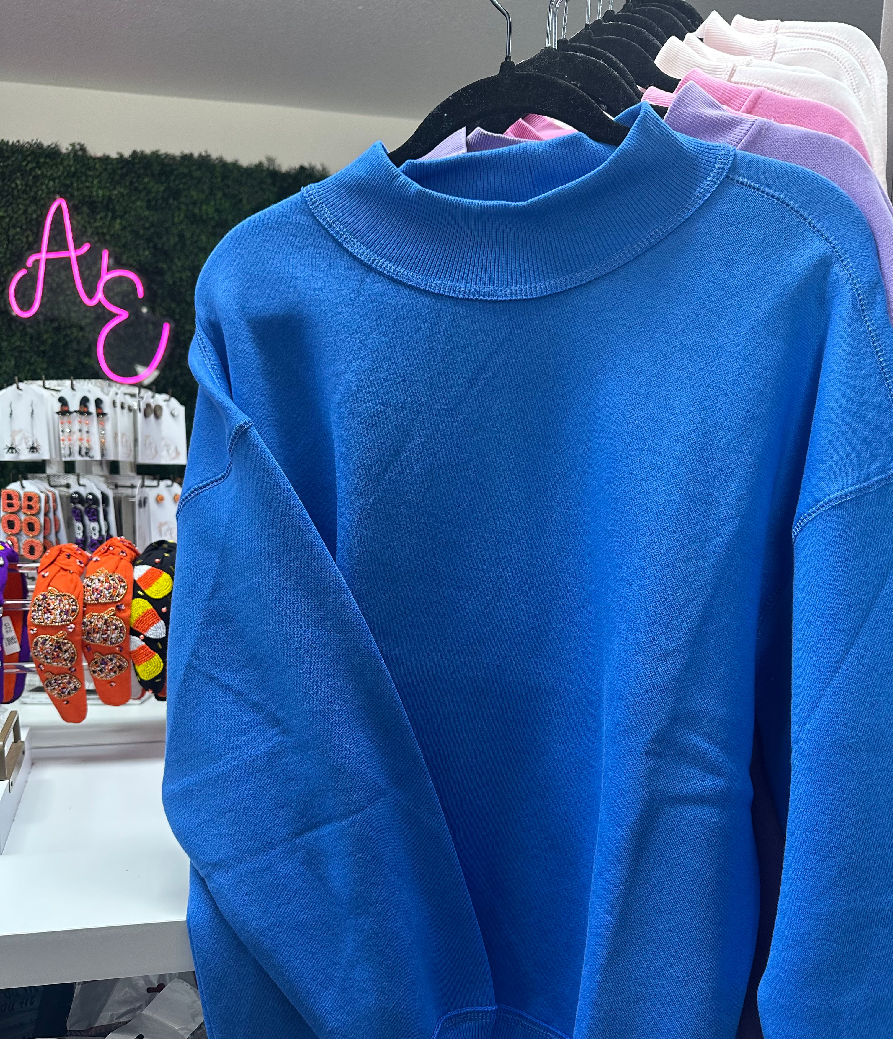 Ocean Blue Mockneck