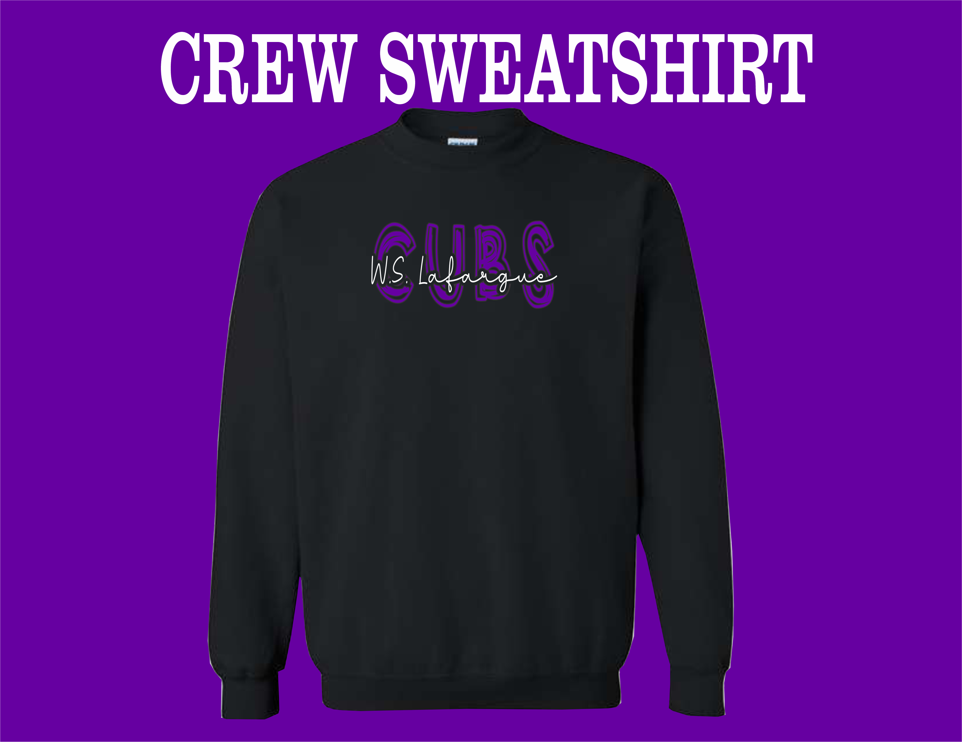 WSLafargue Cubs - Black Crew Sweatshirts