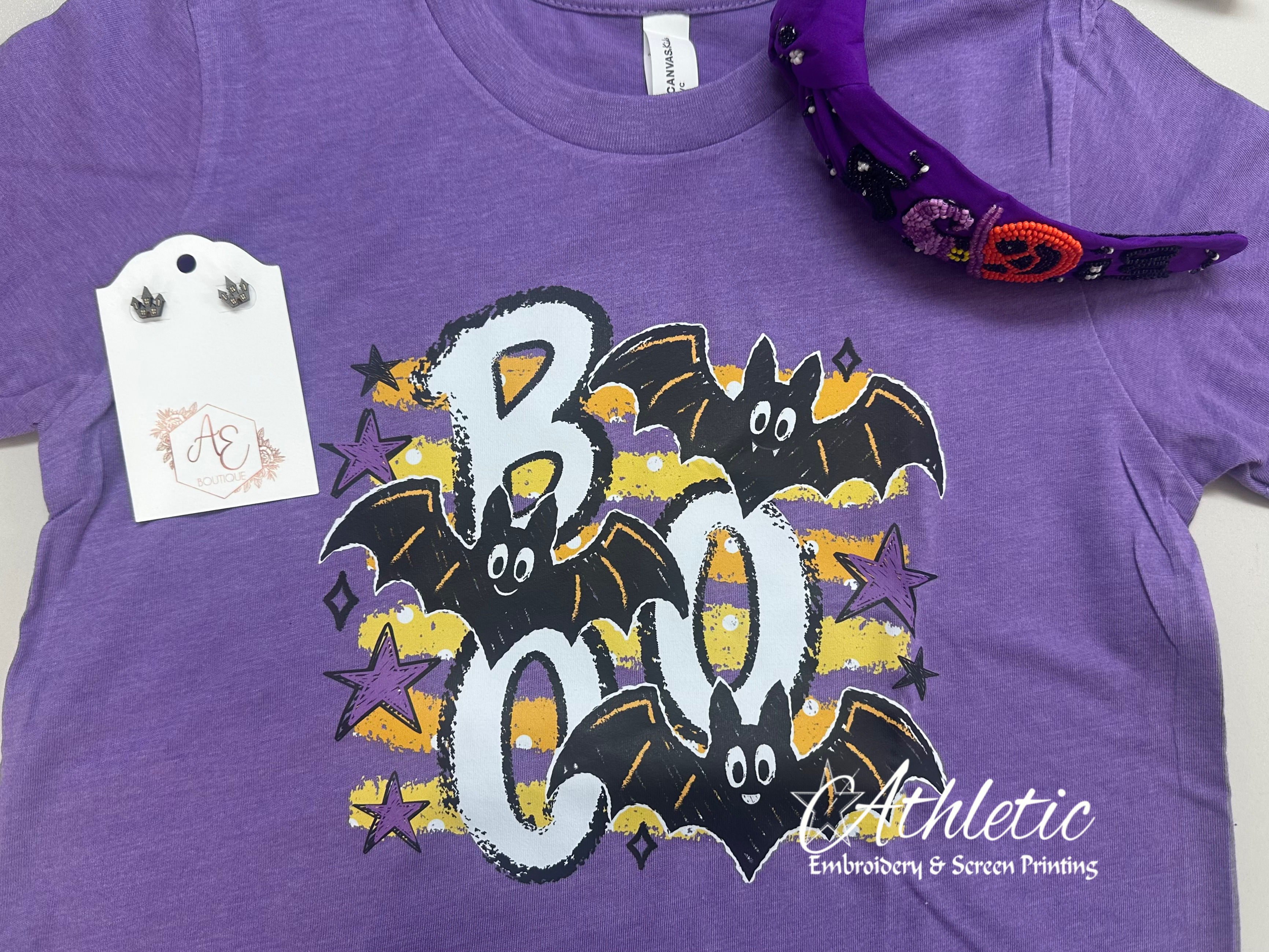Halloween Boo - Heather Team Purple Bella Canvas Tee