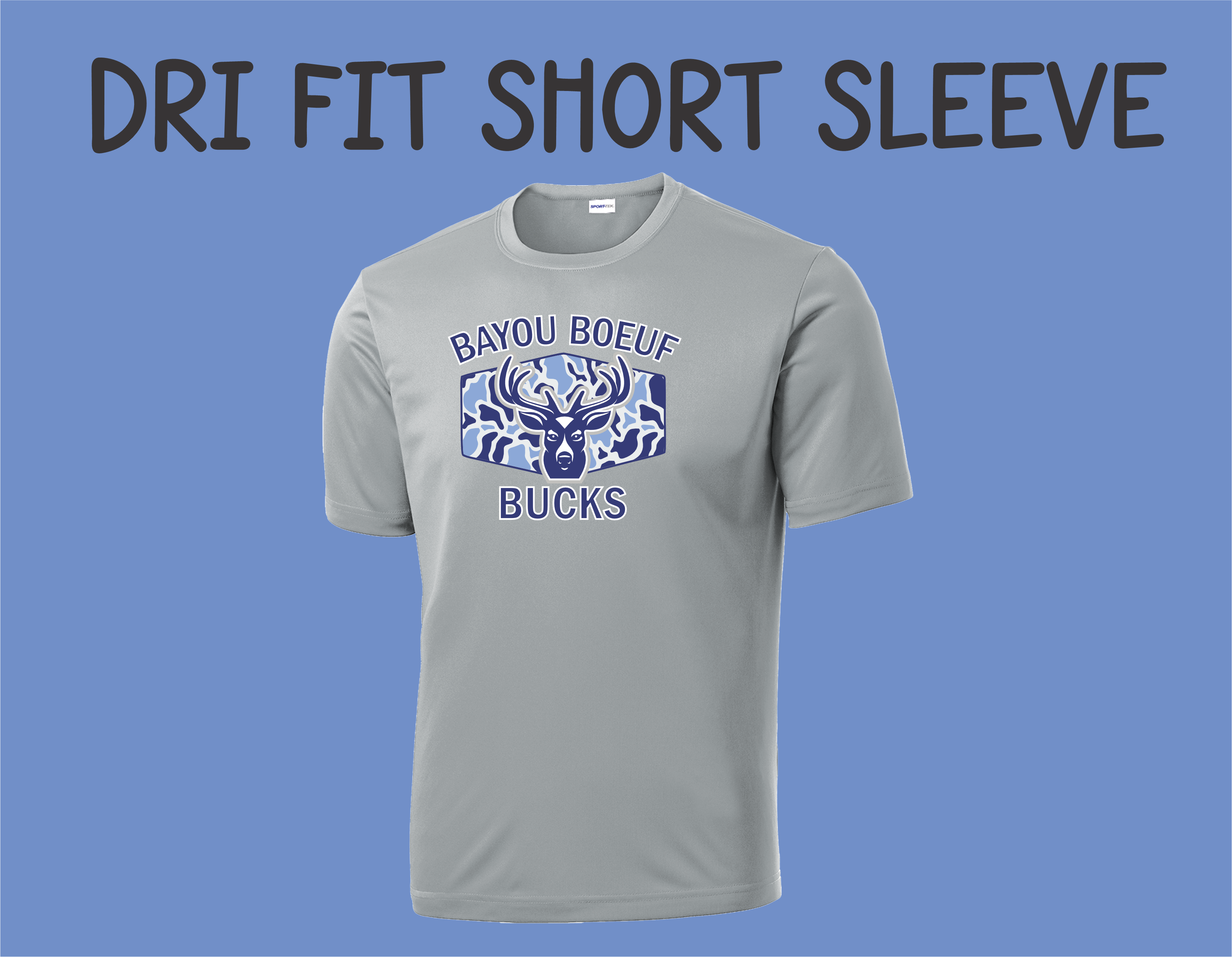 BBE Bucks Camo - Grey Dri Fit Short Sleeve