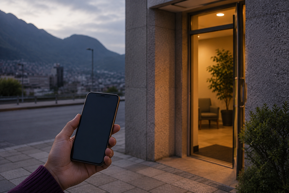Porta oberta i telèfon com a símbol dels recursos confidencials de Projecte Vida a Andorra.
