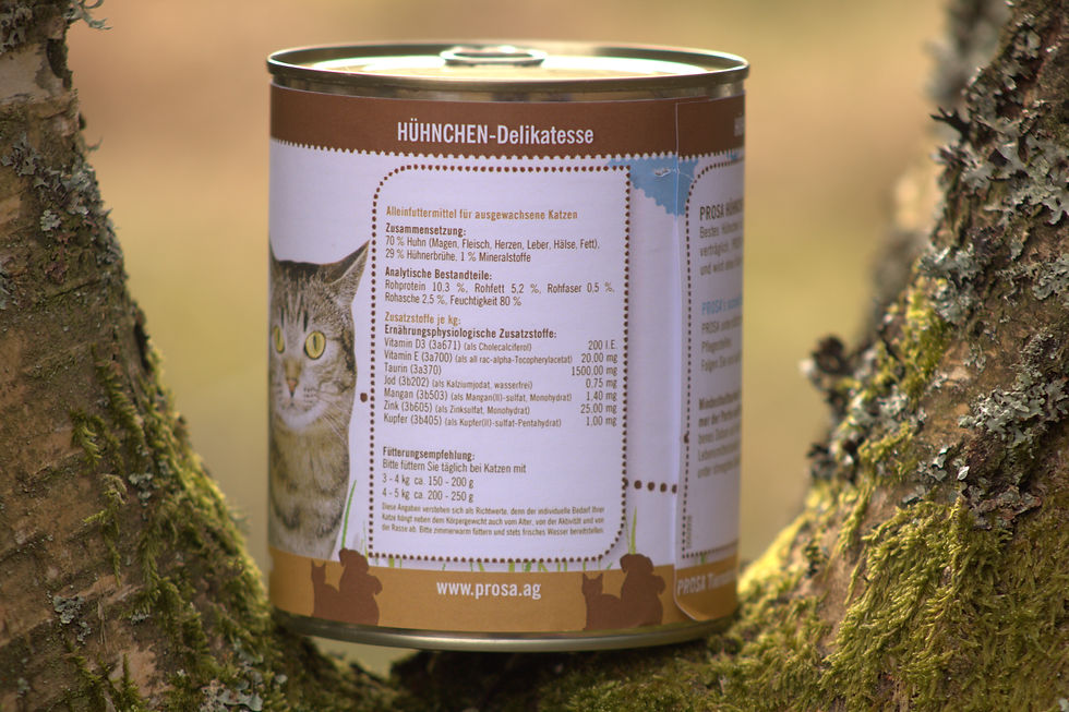 Miniaturbild: Dose "Hühnchen" 800g für Katzen in einem Baum, Rückansicht