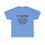 Thumbnail: Funny Gay Rumor T-Shirt with bold LGBTQ humor text on blue fabric