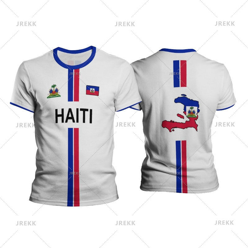 3D printed Haitian flag pattern men's T-shirt, Haitian football jersey, outdoor