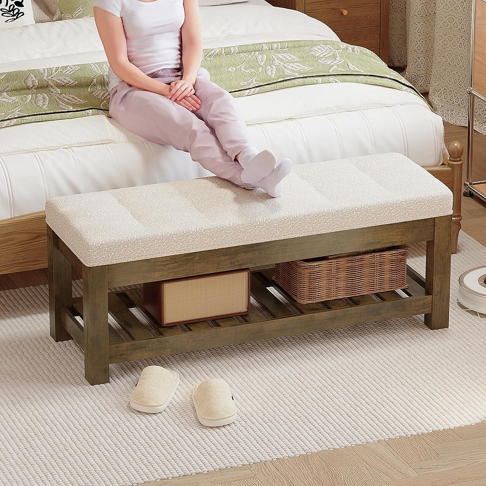 Thumbnail: Large Upholstered Ottoman Bench Entryway Storage Benches Tufted Linen Ottoman Be