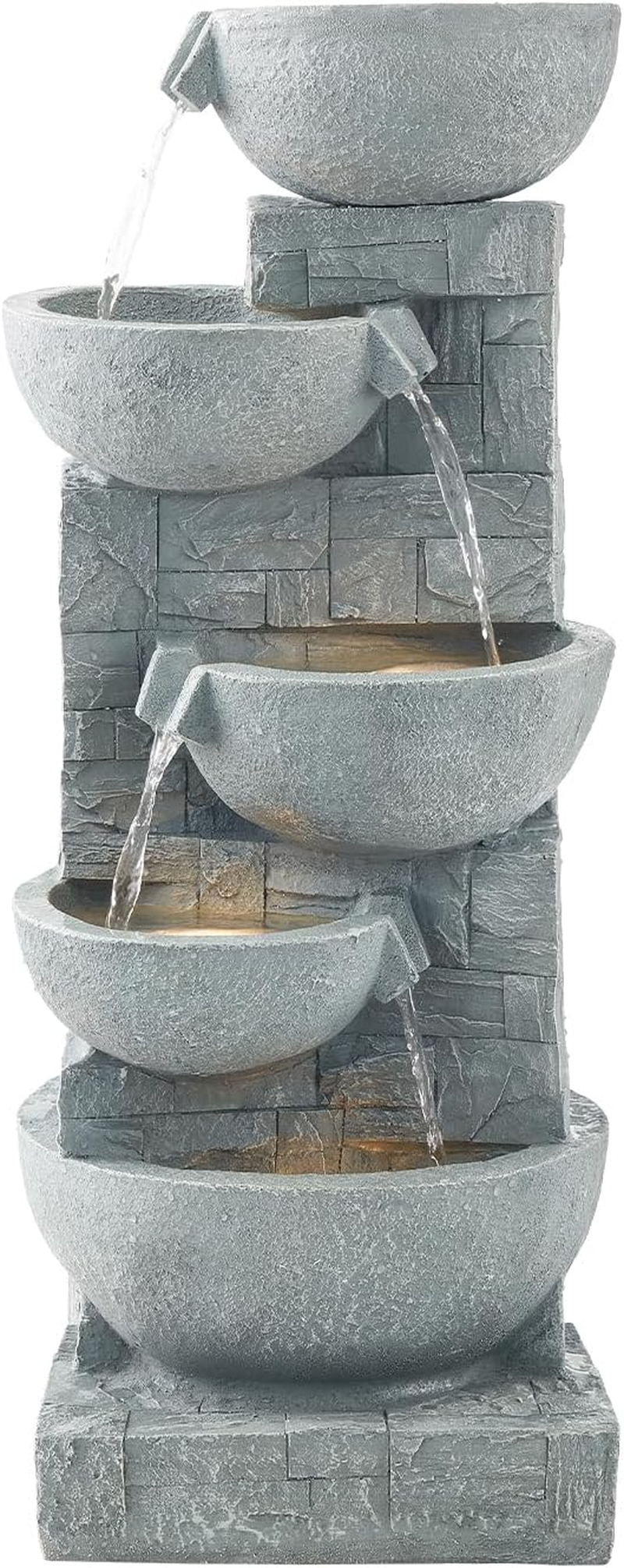 Thumbnail: Outdoor Water Fountain, 31.5 in Height Fountain and Waterfall, 5-Tier Floor Stan
