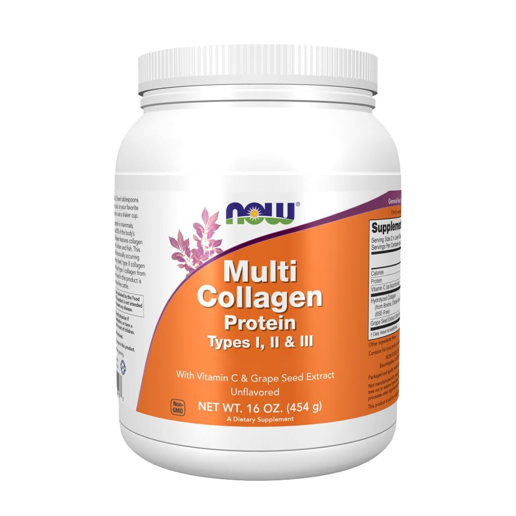 NOW Multi Collagen Powder 1 Pound Beef Chicken Fish Types I II III Collagen