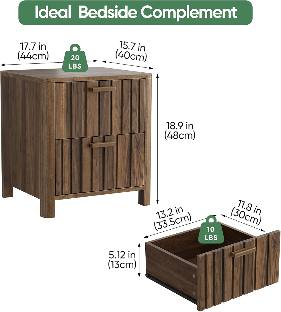 Thumbnail: Nightstands, Walnut Gradien Fluted Night Stand, Mid Century Modern Nightstand, B