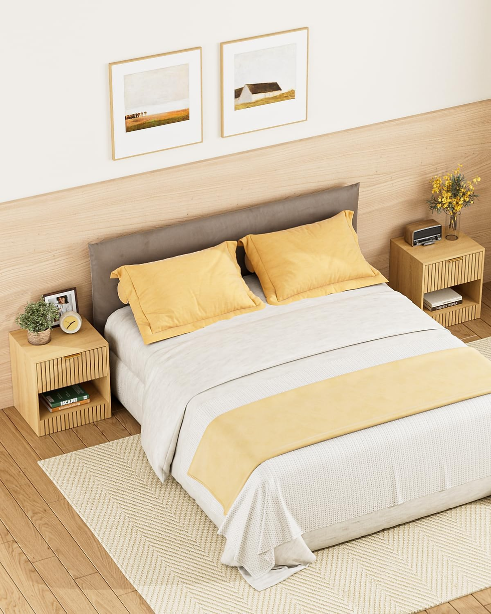 Thumbnail: Nightstand, Modern Night Stand, Bedside Table with Drawer and Open Shelf, Cube D