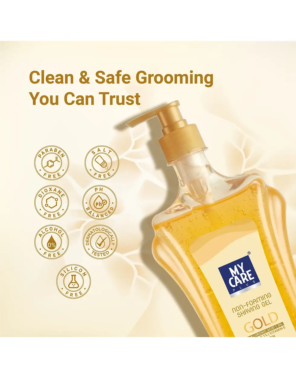 Thumbnail: MY CARE PLUS Non Foaming Beard Shaping Gel for Men - Gold