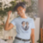 Model wears Pale Blue Sweeney Tribute T-Shirt