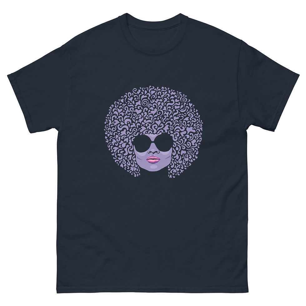 Thumbnail: Afro Girl Unisex T-Shirt in navy