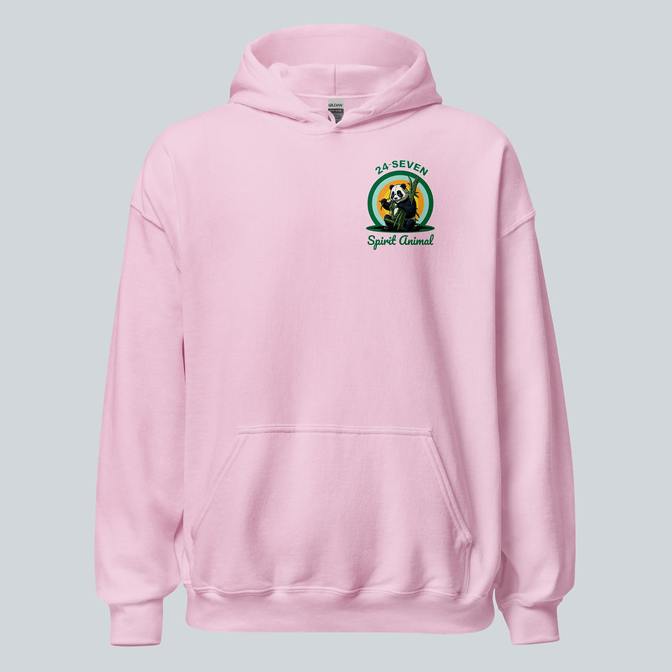 Thumbnail: Front view men’s and women's light pink plant-base panda unisex hoodie