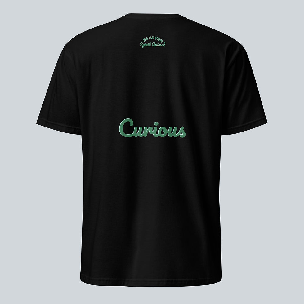 Thumbnail: Back view of Curious Cat Unisex T-Shirt in the colour Black