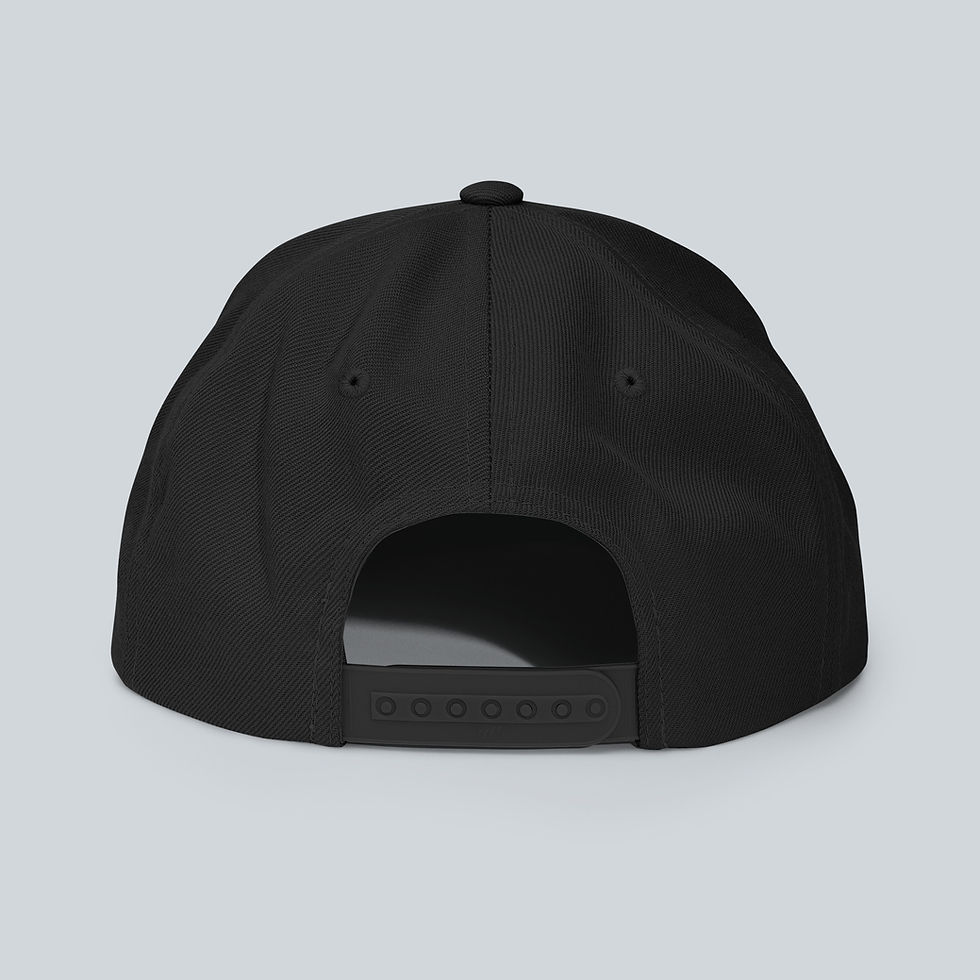 Thumbnail: Back view 'a little mischievous' fox logo adult snapback hat/cap in black