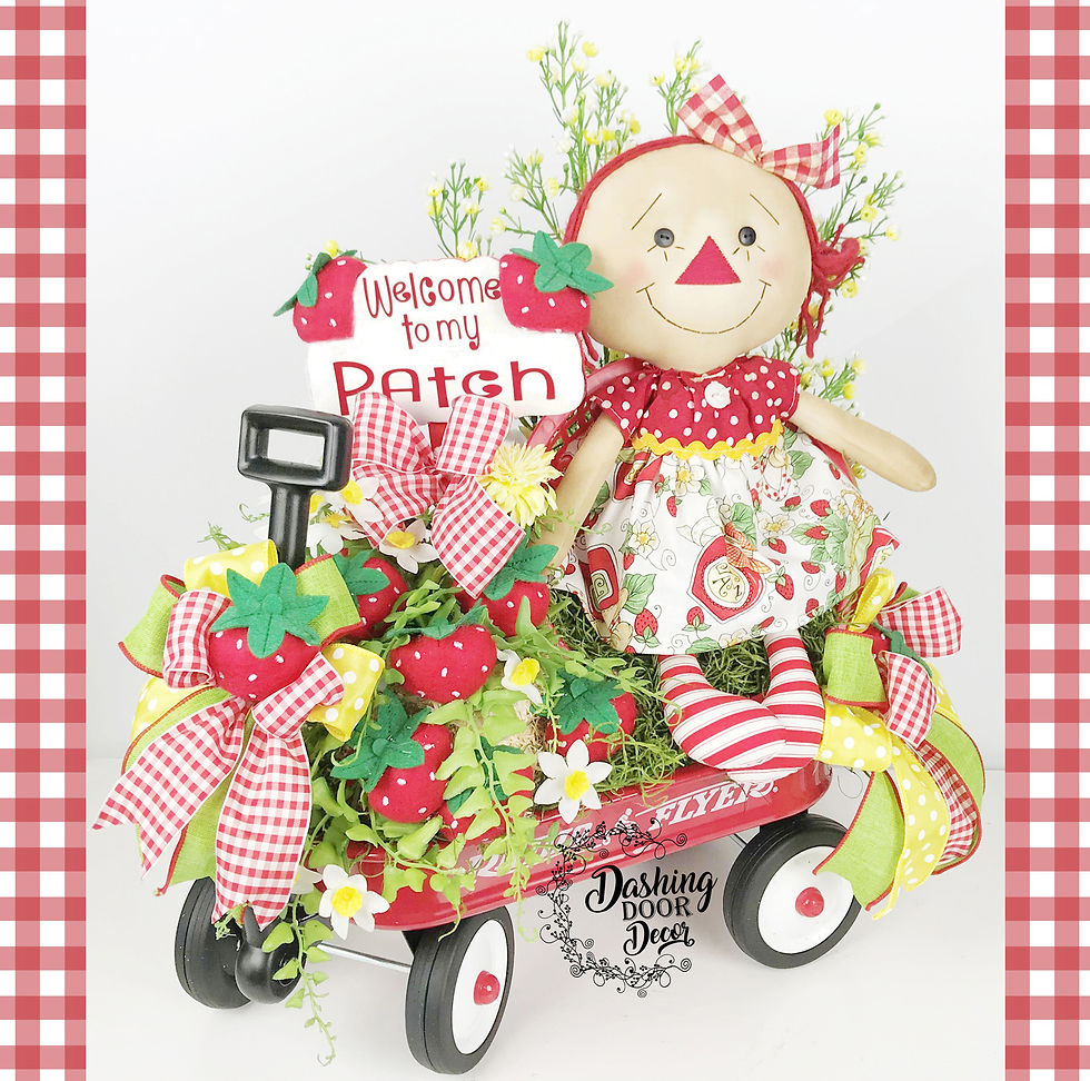 Strawberry Patch Wagon Centerpiece Summer Table Arrangement