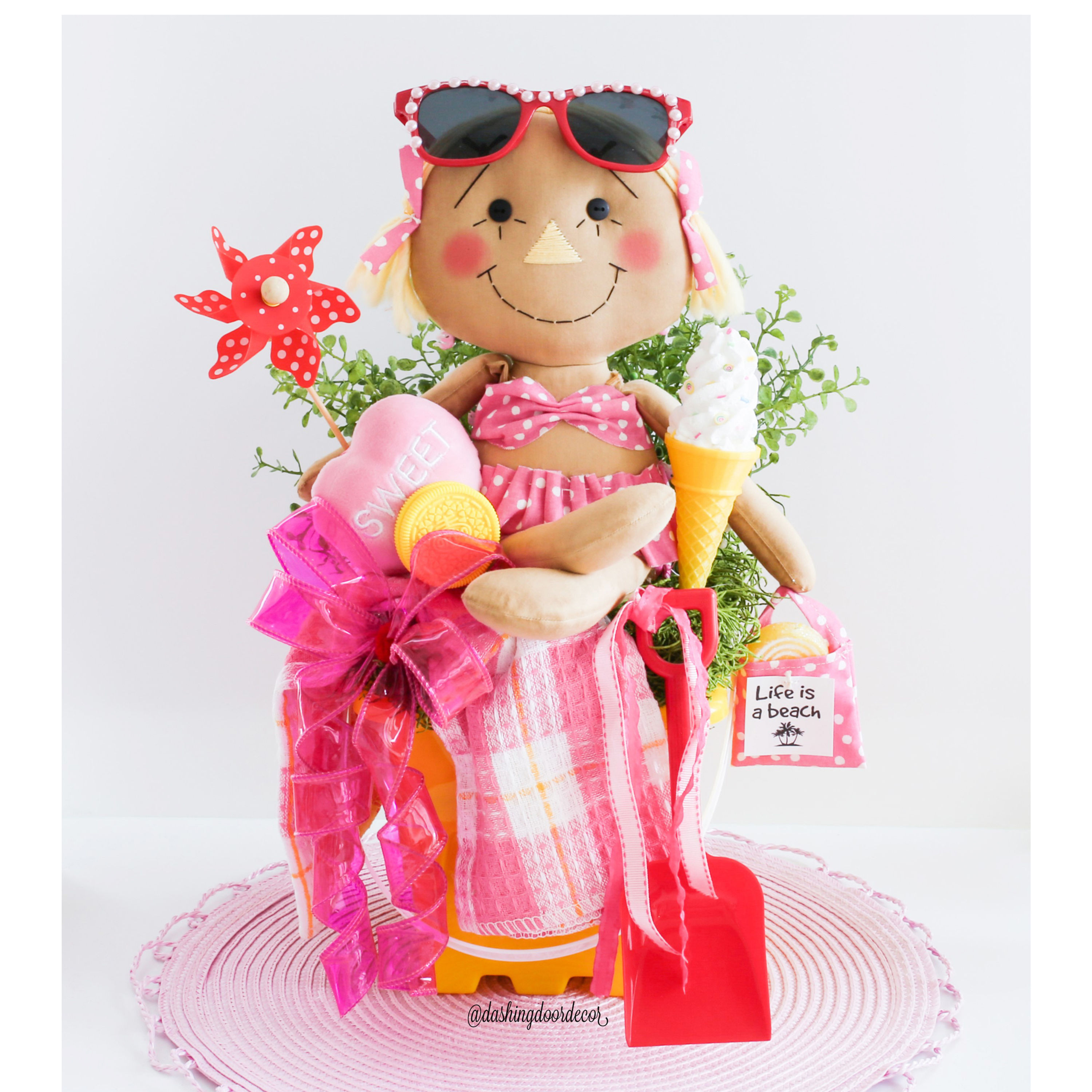 Whimsical Summer Faux Ice Cream at the Beach Centerpiece Arrangement