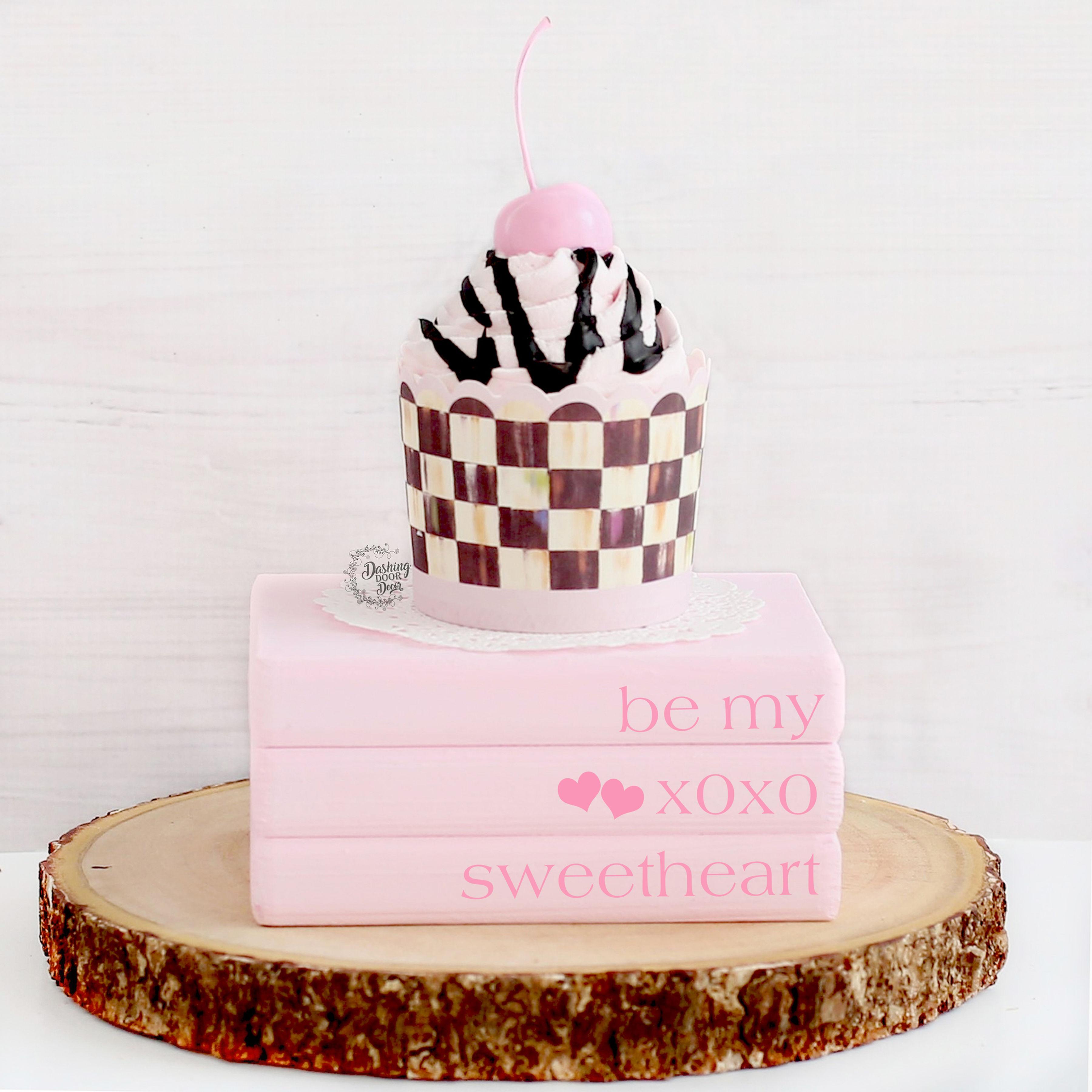 Fake Strawberry or Vanilla Valentine Cupcakes for Display