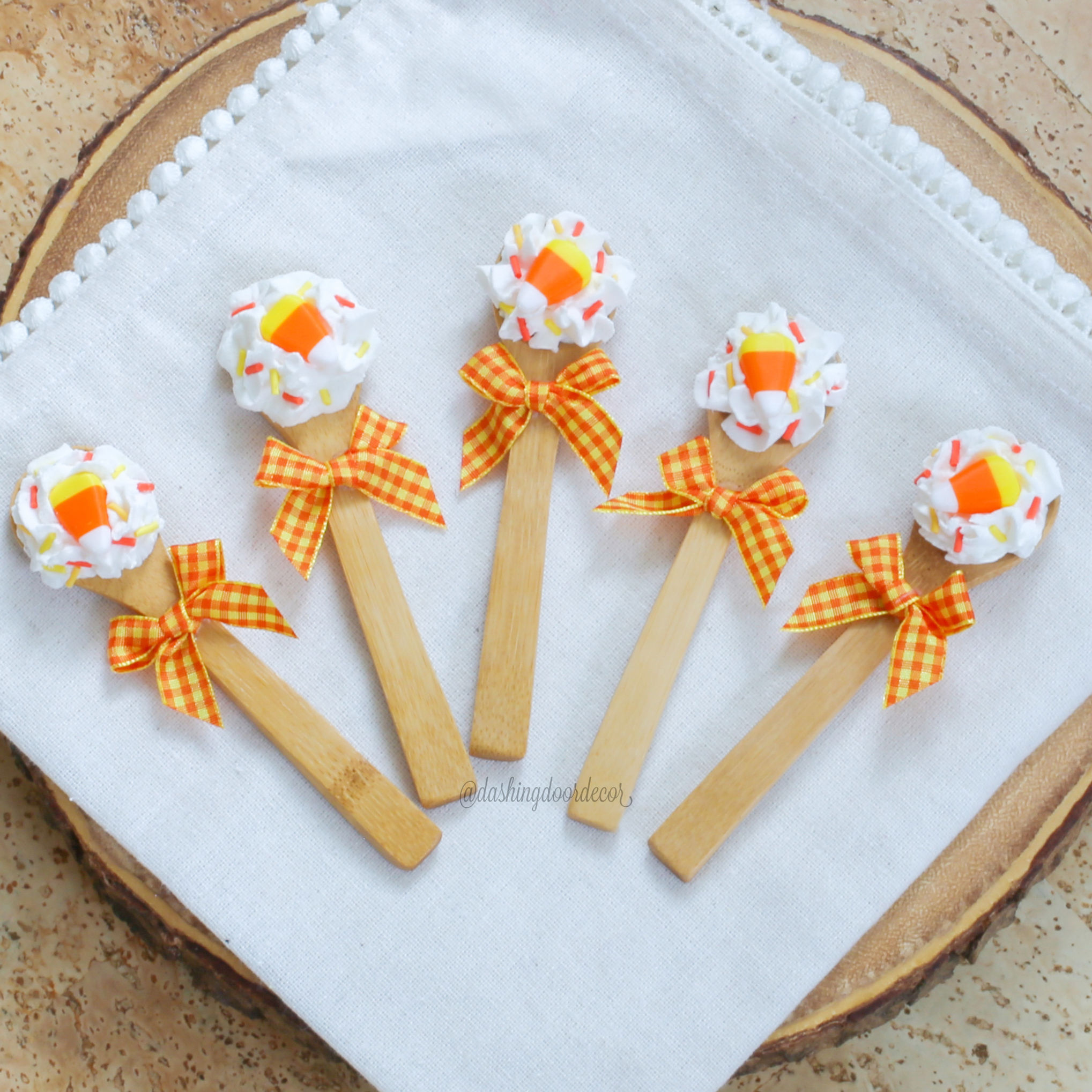 Faux Whip Candy Corn Spoons w/ Sprinkles