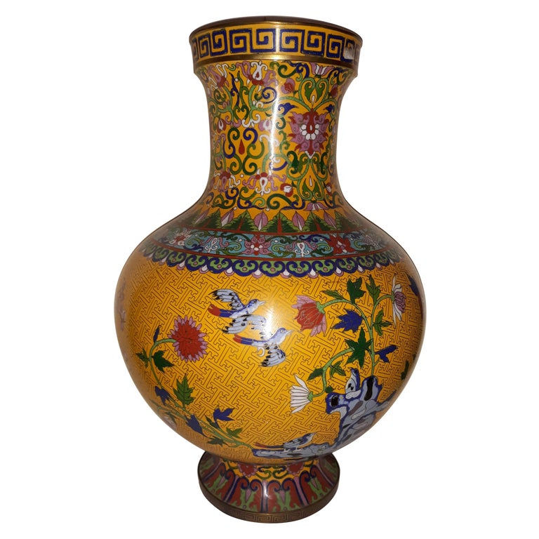 Cloisonne Impressive Copper Wire Vase and Hard Stones
